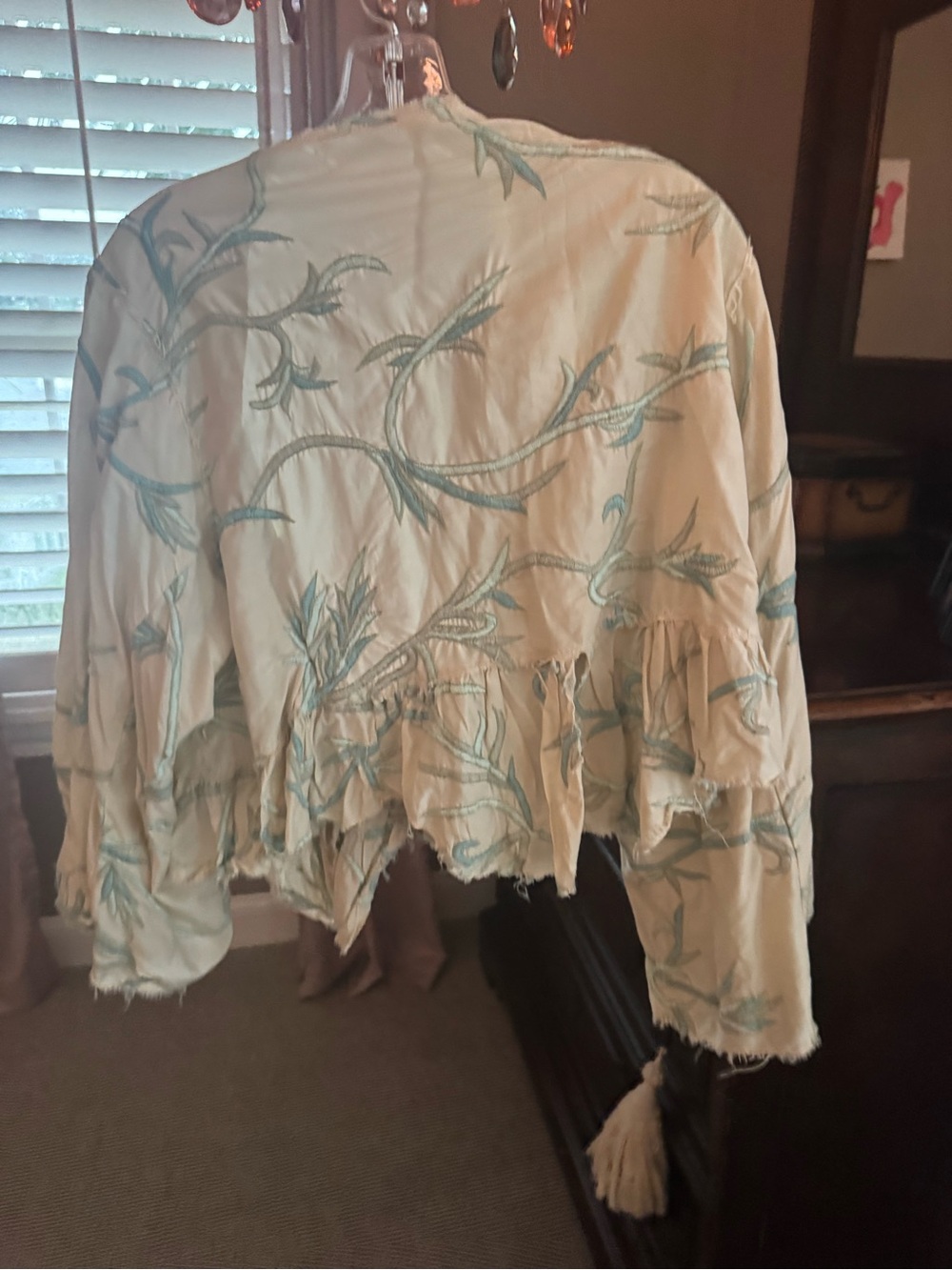 Magnolia Pearl Cream Jacket with Light Blue-Green Embroidery